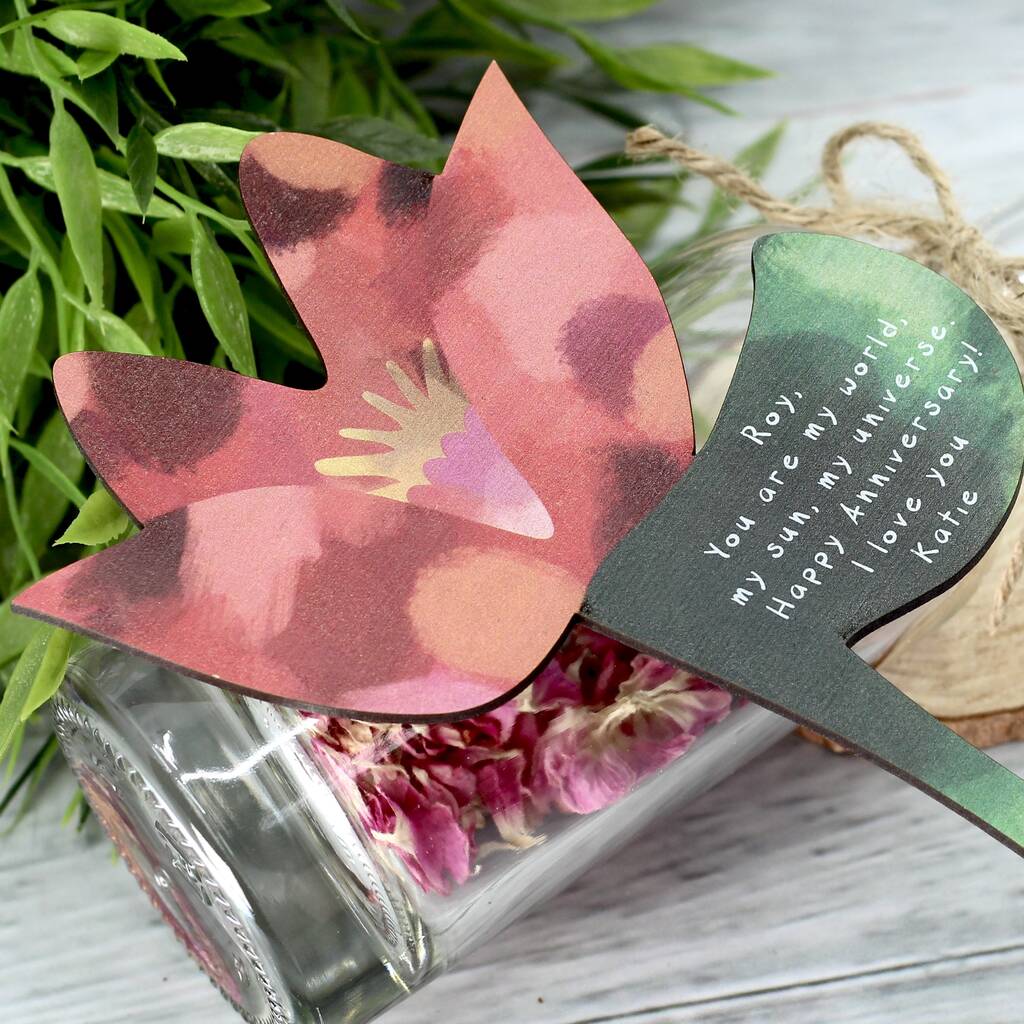 Personalised Wood Flower In A Bottle