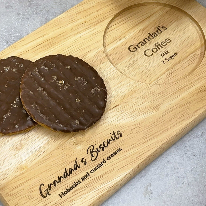 Personalised Wooden coffee and biscuits tray